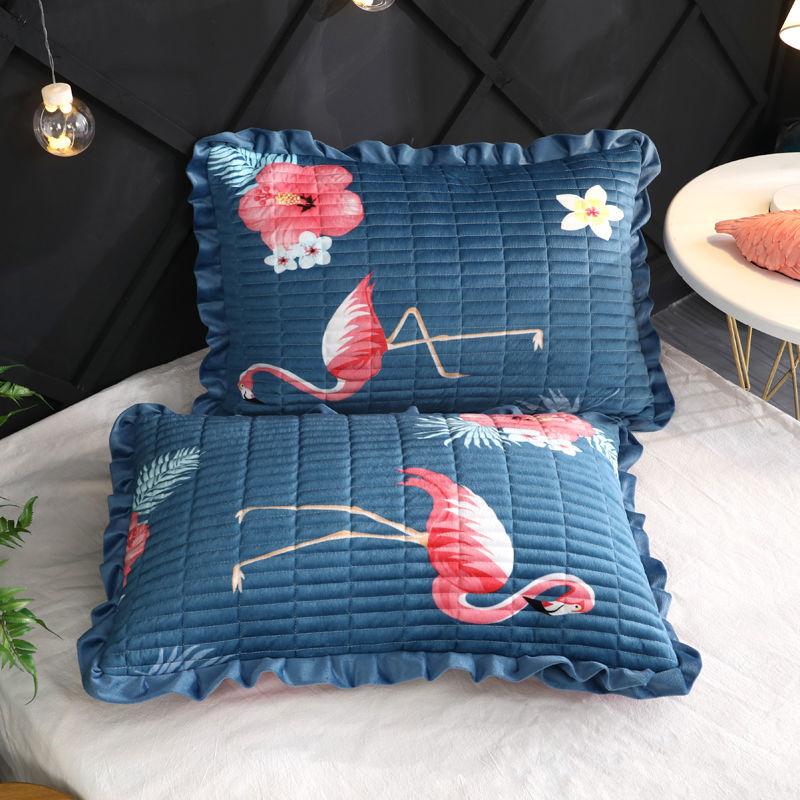 Crystal Velvet Thick Quilted Pillowcase Winter Warm Flannel Pillowcase Single and Double Coral Plush Pillowcase