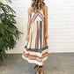 2019 New Women Summer Retro Sleeveless Dress Striped Geometry Print Long Skirt S-XXL