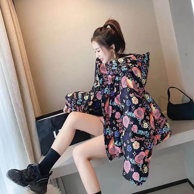 Winter Padded Jacket Women's Short Padded Jacket Printed Loose Bread Jacket Thick Fashion Jacket