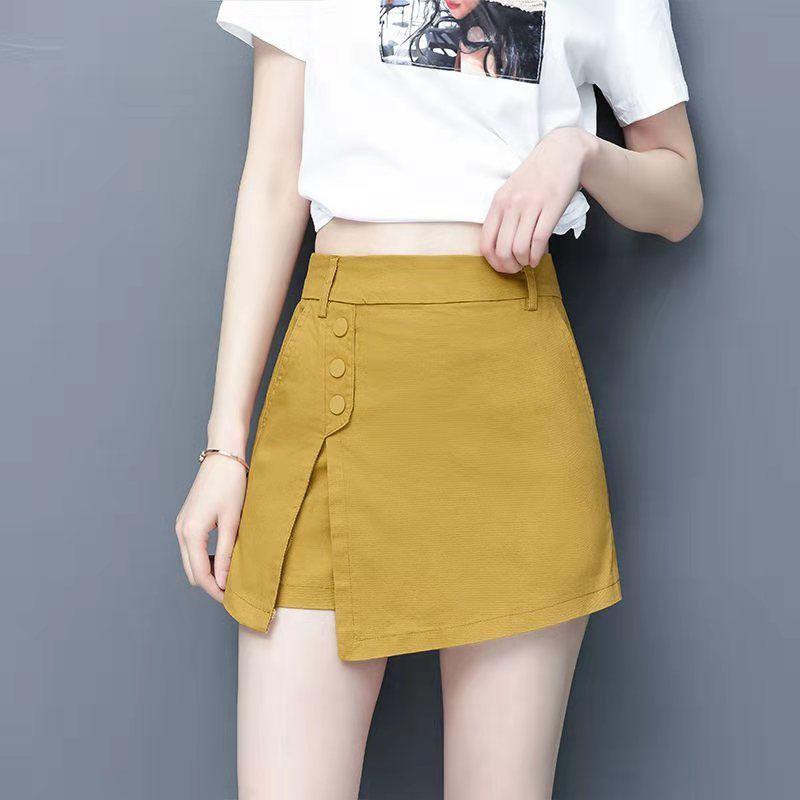 Women's Elastic Waist Casual Shorts Spring and Summer High Waist Shorts Thin and Versatile Wide-leg Pants Skirt