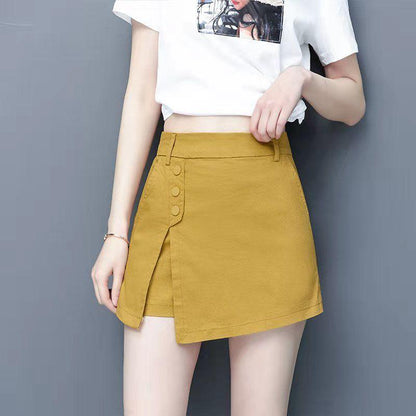 Women's Elastic Waist Casual Shorts Spring and Summer High Waist Shorts Thin and Versatile Wide-leg Pants Skirt