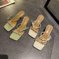 Crystal Heel Slippers Women's Summer Wear Fashion 2 Thick Heel Transparent Sandals