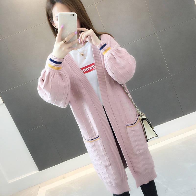 Autumn and Winter Mid-length Knitted Cardigan Loose Casual Sweater Long-sleeved All-match