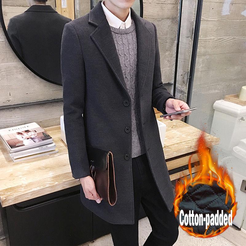 Men's Woolen Coat Long Windbreaker Man Jacket Overcoat for Male Casual Outer Wear Men Clothing