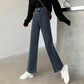 Spring Retro Hong Kong Style Thin High-waisted Jeans Women Wild Straight Loose Wide-leg Long Pants