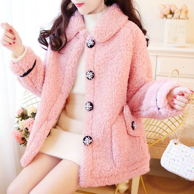 Winter Small Fragrant Wind and Fur One-piece Lamb Wool Coat Women's All-match Coat