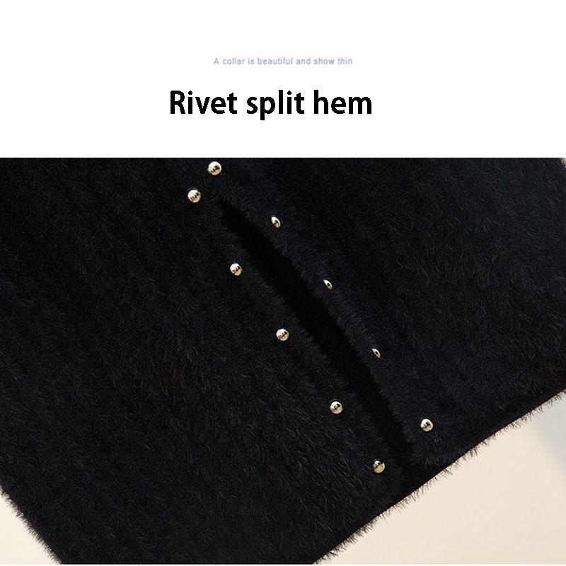 Autumn and Winter Sweater Set Women Snowflake Print Sweater and Mohair Bodycon Skirt Two-piece Set Ladies Christmas Sweater Set