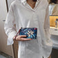 Women Clutches Printing Canvas Bag Portable Handbag Multi-Layer Wallets with Coin Pocket Zipper Purse