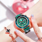 Women's Luxury Crystal Green Rhinestone Niche Watches Korean Style Quartz Watches Office Cut Crystal Diamond Wrist Watches