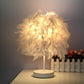 European Fashion Net Red Feather Table Lamp Wedding Celebration Decoration White Bedroom Bedside Creative Living Room Small Light