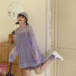 Purple Plaid Sling Dress 2 Pieces Ladies Suit Skirt Spring and Summer Sling  Casual Vacation Office Home