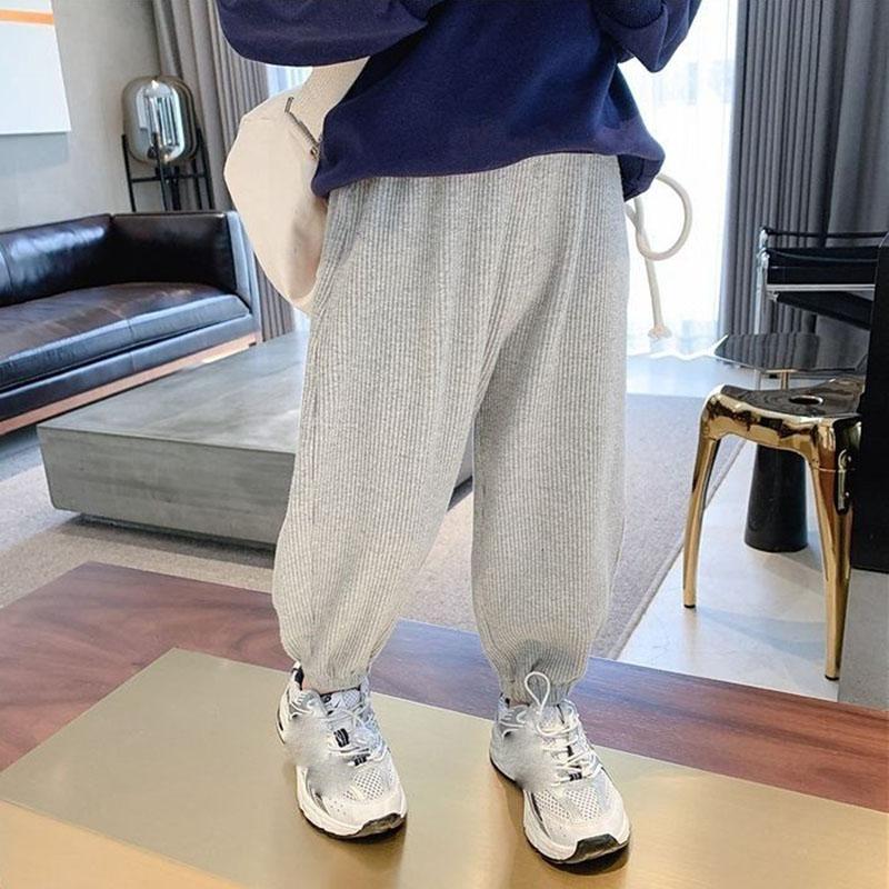 Boys and Girls Spring and Autumn Stretch Casual Pants, Children's Korean Knitted Pants, Loose Children's Trousers, Sweatpants