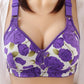 Ladies Anti-mite Antibacterial Rose Pattern Large Size Anti-sagging Breast No Steel Ring Gathering Thin Soft Breathable Shaping Adjustment Bra