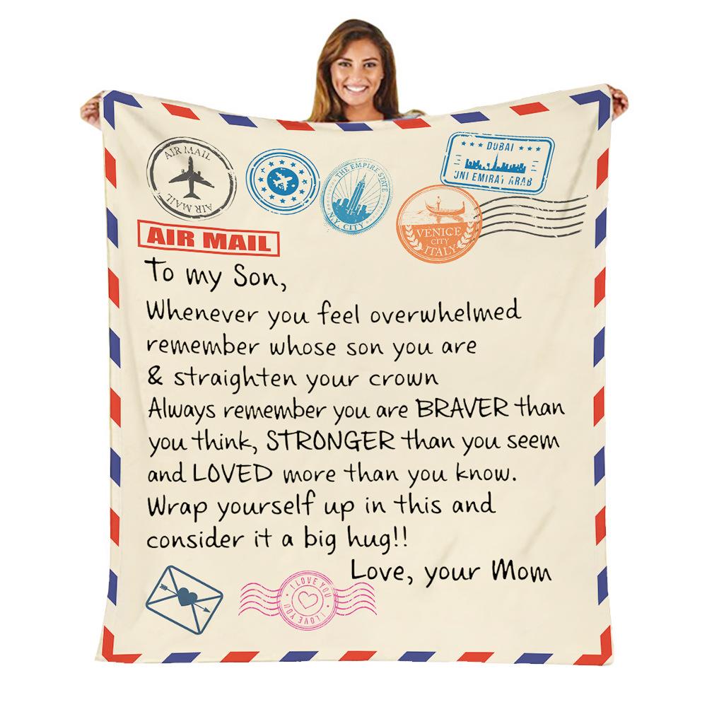 Flannel Throw Blanket Letter Printed 3D Letter Printing Envelope Blanket  Home Flannel Message Blanket