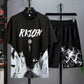 Summer Short Sleeve T-shirt Set Men's Casual Half Sleeve Ice Silk T-shirt Two Piece Set Men's