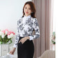 Plus Velvet Thick Lace Shirt Printing Women's Tops Are Fashionable and Slim, All-match Long-sleeved Bottoming Shirt