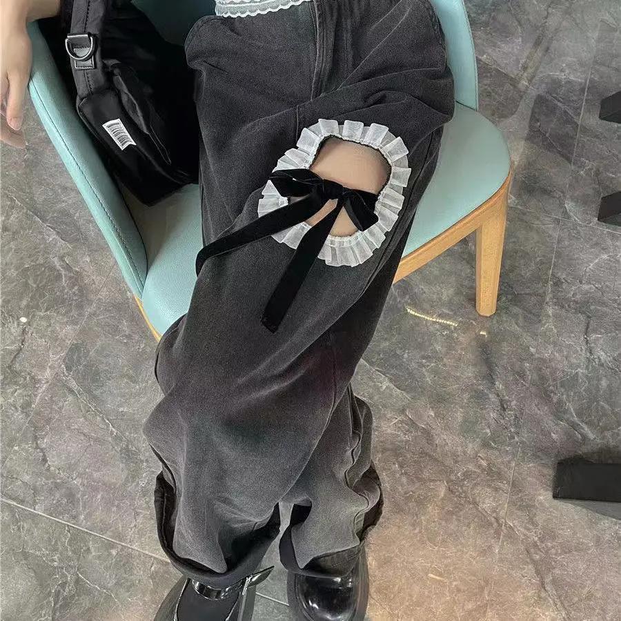 Cave Pants Women's Trend Fried Street Student Korean Version of The Loose Hollow Design High Waist Design Jeans