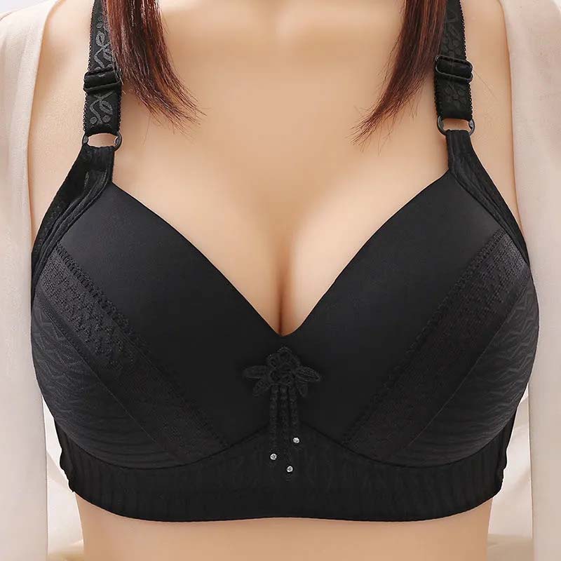 No Steel Ring Thin Section Large Size Breast-receiving Underwear Non-magnetic Embroidery Cup Support Bra