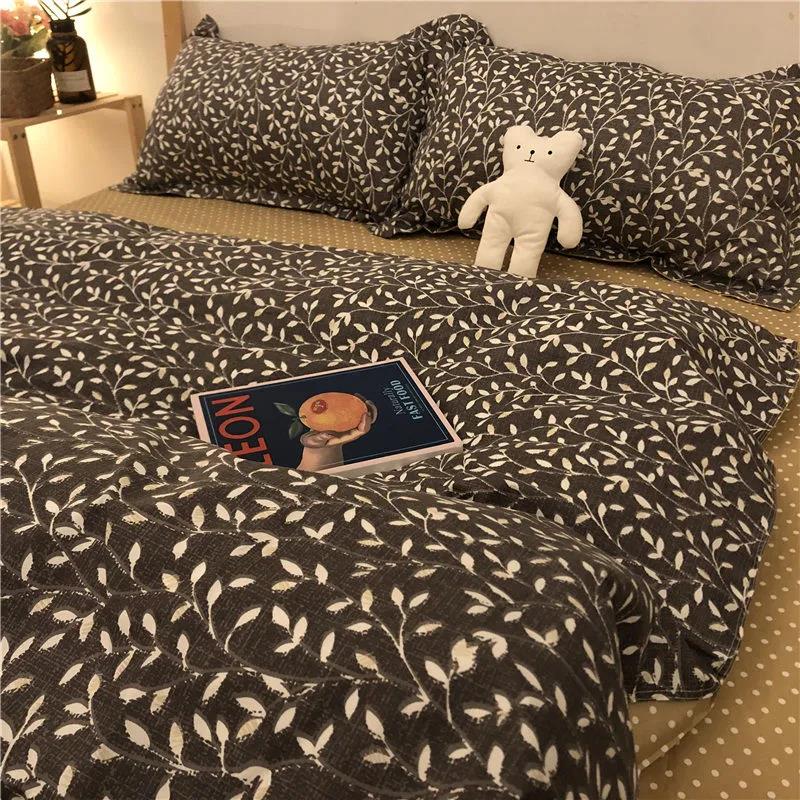 Spring and Summer Pastoral Style Four-piece Set, Simple and Fresh, Double Duvet Cover, Bed Sheet, Pillowcase, Student Three-piece Set