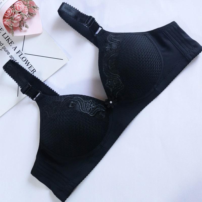 Thin Ladies No Steel Ring Bra Middle-aged Underwear Gather Through Anti-sagging Bra