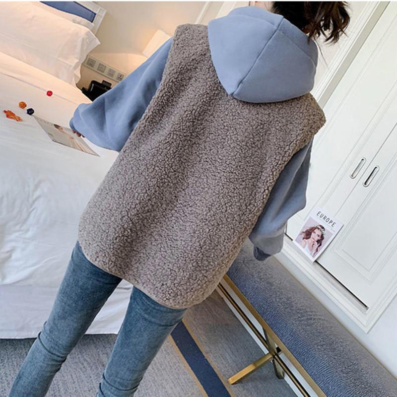 Faux Lamb Velvet Vest Women's Wild Loose Women's Waistcoat Outer Wear Vest Vest Jacket Comfortable and Warm