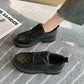 British Small Leather Shoes Women Winter Plus Velvet Warm Cotton Shoes Thick-soled Leather Shoes Waterproof and Non-slip