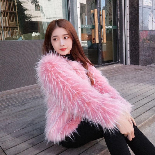 Autumn and Winter Short Mink Fur Coat Fashion Simple Coat Long Sleeve Temperament Female Jacket