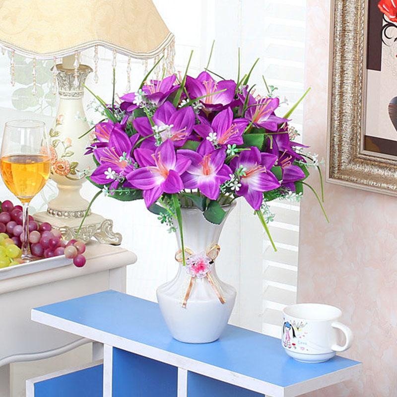 Living Room Decoration Flower Belt Vase Decoration Plastic Silk Flower Artificial Flower Simulation Flower Dining Table Flower Table Flower Decoration