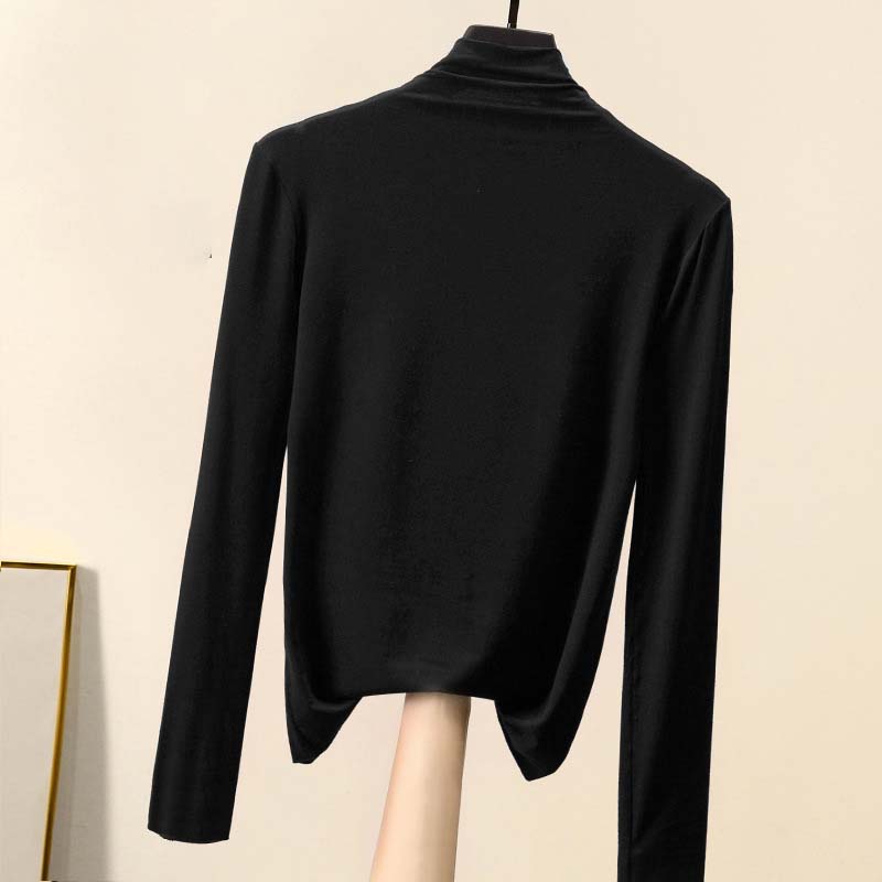 Spring New Women's Half Turtleneck Bottoming Shirt with A Slim Plus Size Top