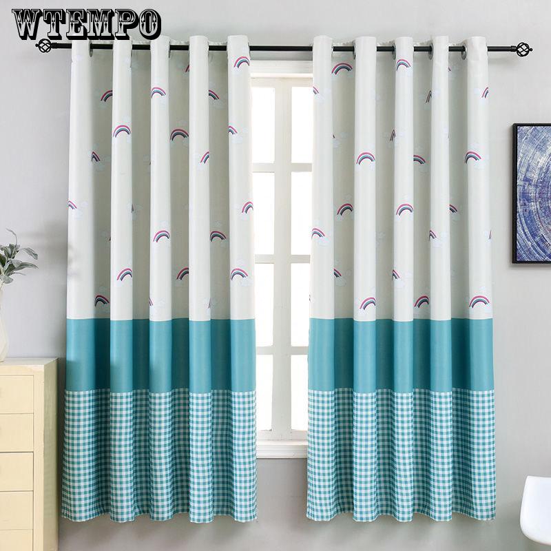 Curtain Finished Bedroom Simple Shading Insulation Curtain Printing Shading Short Curtain