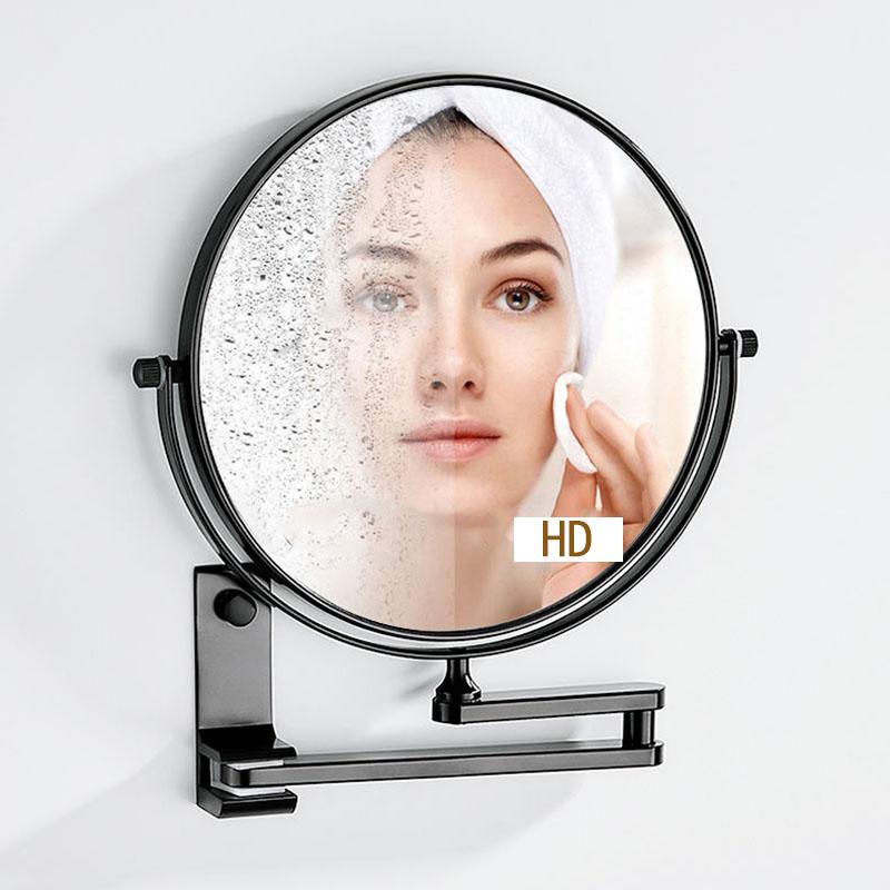 No Need To Punch Adjustable Bathroom Makeup Mirror Wall-mounted Folding Beauty Mirror Magnifying Glass Double-sided Mirror Home