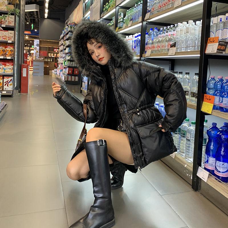 Down Jacket Winter Coat Coat Fur Collar Women Long Thick Warm Hooded Women's Leather Coat