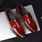 Men's Leather Shoes Soft Sole Large Size Youth Casual Pointed Toe Leather Shoes Slip-On Wedding Groom Breathable Simple Business Leather Shoes