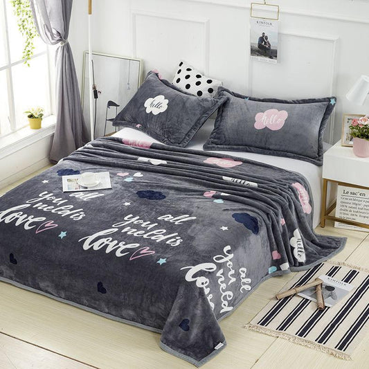 Thickened Flannel Blanket Quilt Winter Plush Sheets Double-sided Fleece Coral Fleece Blanket Blanket