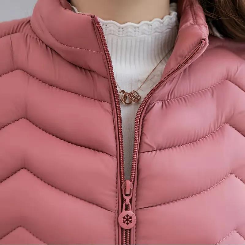 Winter Down Cotton Lightweight Slim Sleeveless Jacket Women's Short Thickened Warm Stand Collar Jacket