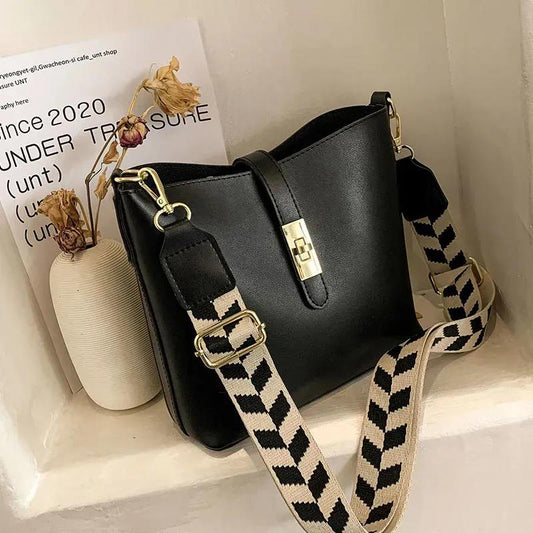 Crossbody Bags Portable PU Leather Wide Strap Shoulder Bags Casual Female Multi-Layer Large Capacity 3 Colors