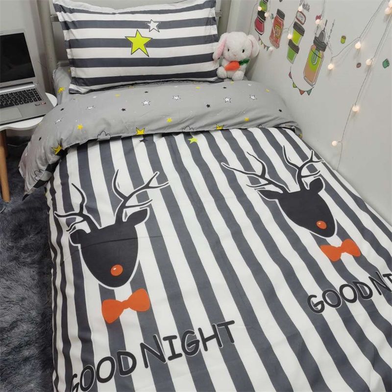 Cartoon Bed Three-piece Set 1.2m Dormitory Bed Linen Quilt Cover Pillowcase Set Bedding