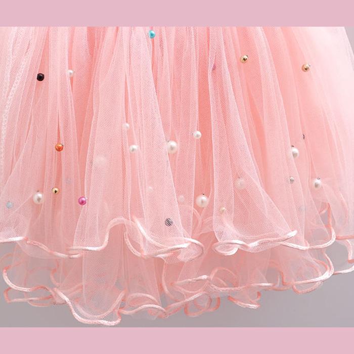 Girl Baby Short Veil Lace Pearl Cute and Sweet Printed Embroidery Ruffle Elastic Waist Children's Skirts Princess Tutu A-line Skirt