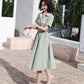 Summer Women's Skirt Plus Size Apricot Workplace Skirt Professional Dress Ol Suit Collar Short Sleeve Dress