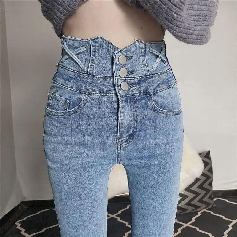 Women's High Waist Jeans Autumn All-match Skinny Ninth Pants Women's Pencil Pants Student Slim Jeans