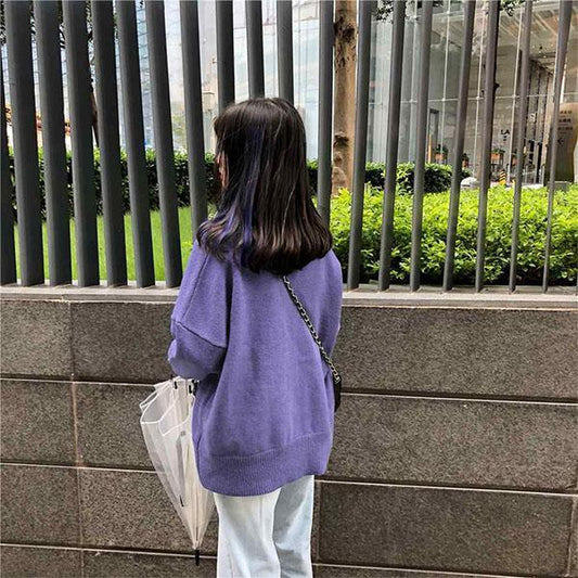 Autumn and Winter Knitted Cardigan Loose Outer Wear Lazy Wind Jacket Sweater Women