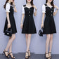 Women's High-elastic Short-sleeved Summer Fake Two-piece Waist Large Size Temperament Dress