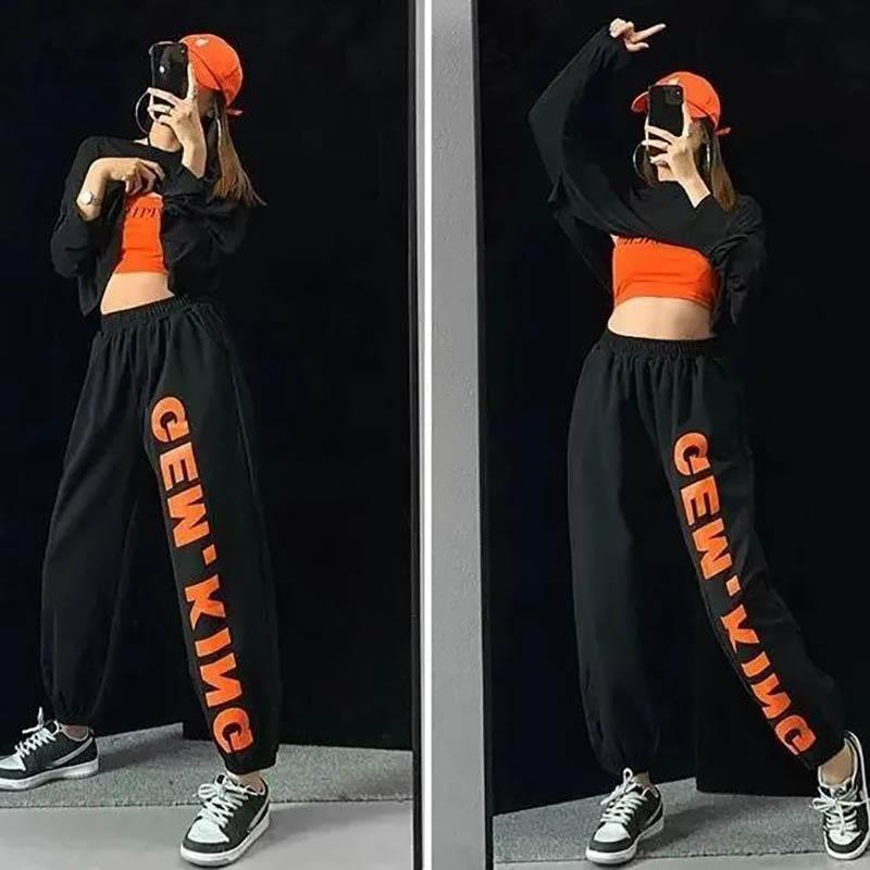 Casual Pants Children Trend Hip Hop Jazz Dance Square Dance Street Dance Pussy Casual Sports Trousers Letter Printing