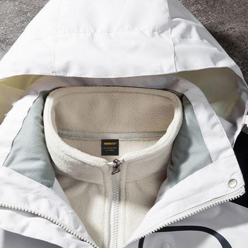 Women's Outdoor Jacket with Detachable Plus Velvet Thickening Two-piece Windproof and Waterproof Ski Jacket Mountain Travel