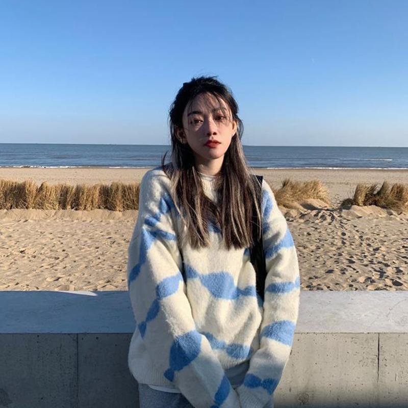 Autumn  Winter Sweater Women Loose Casual Female Students Fashion Round Neck Outer Wear Wild Thick Knit Sweater