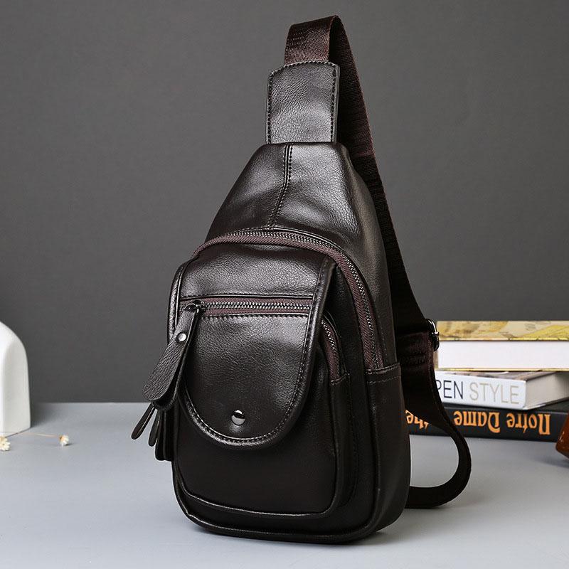 Casual Chest Bag Men Black Large Capacity Multi-pocket Crossbody Outdoor Sports Shoulder Bag