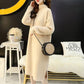 Autumn and Winter Imitation Mink Velvet Sweater Skirt Women Long Section Over The Knee Lazy Wind Half High Neck Bottoming Dress Women