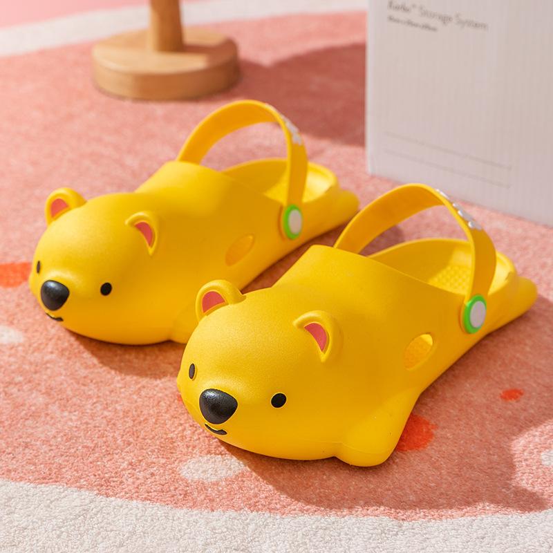 Cartoon Bear Sandals and Slippers Women's Summer Travel Slippers Thick-soled Soft Sandals Parent-child Slippers