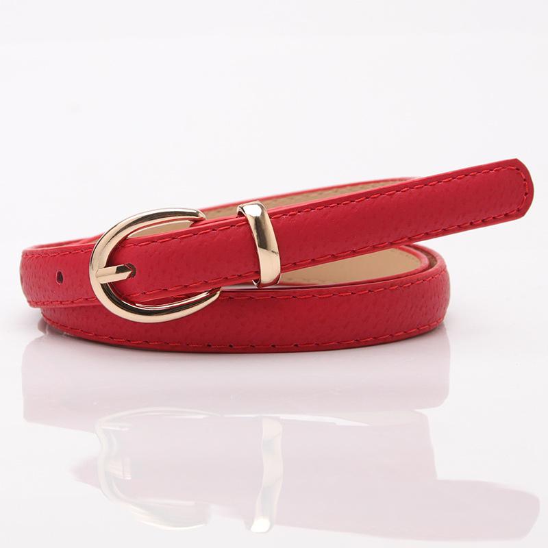 Women's Thin Belts Wild Belt Women  Pigskin Decorative Belts Black Student Belt