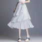 Printed Pattern Half-length Skirt Summer Floral Irregular Ruffled Wild A-line Super Fairy Cake Skirt Female Cute Skirt Fabric Light and Breathable